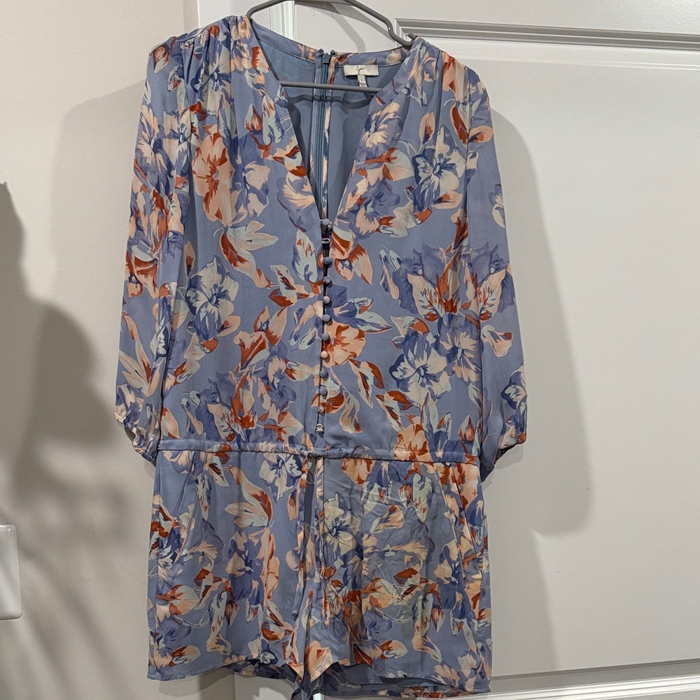 Joie Blue and Orange Floral Long Sleeve Dress